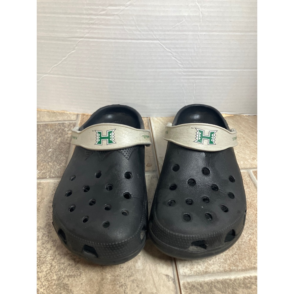 Crocs‎ Hawaii CLOGS Black White Green H Logo Size M6-7 W8-9